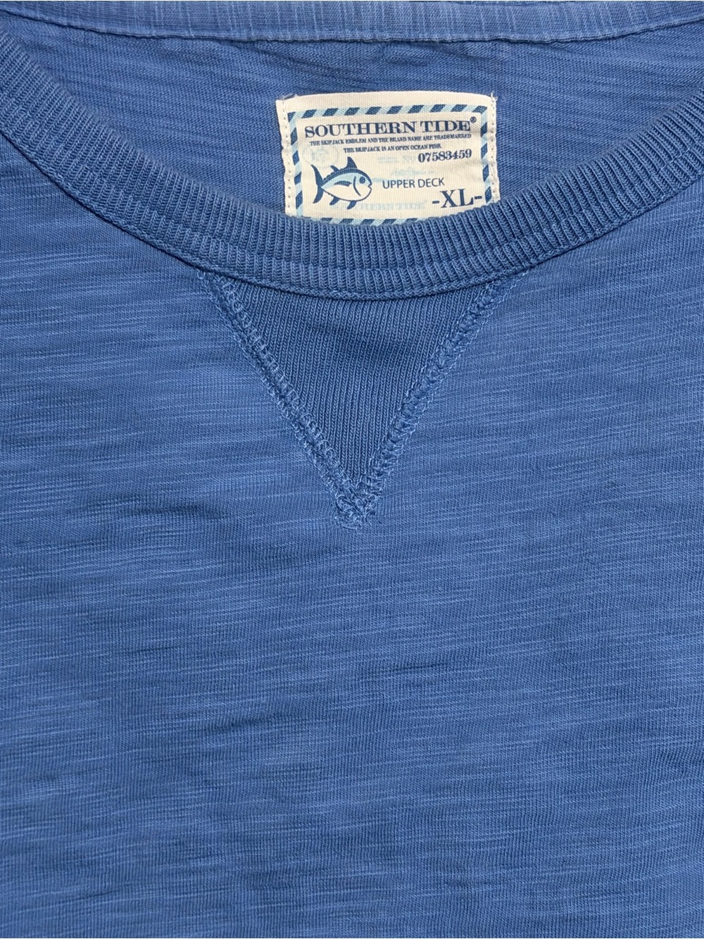 Southern Tide Men’s Blue Slub-Knit Crewneck Sweater XL